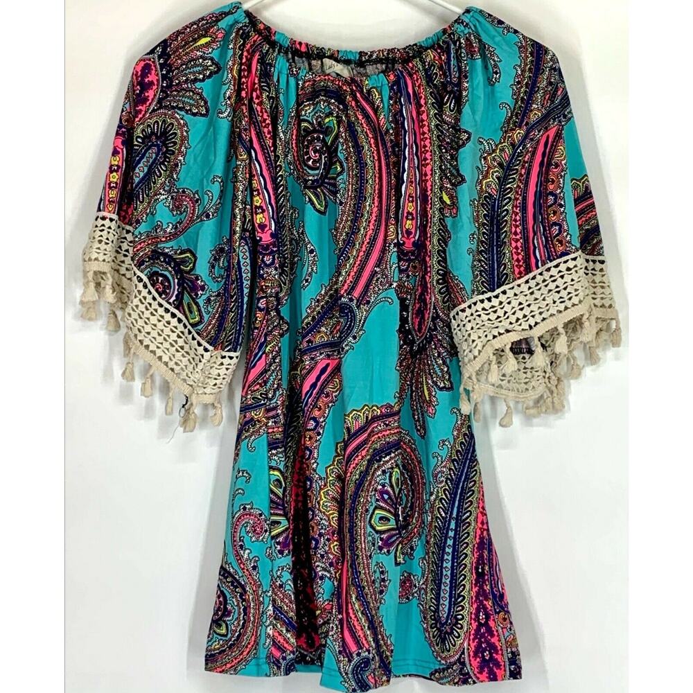 Lady’s Girl Multicolor Crochet Tassel Tie Dress Kid’s Youth Size 10-12T